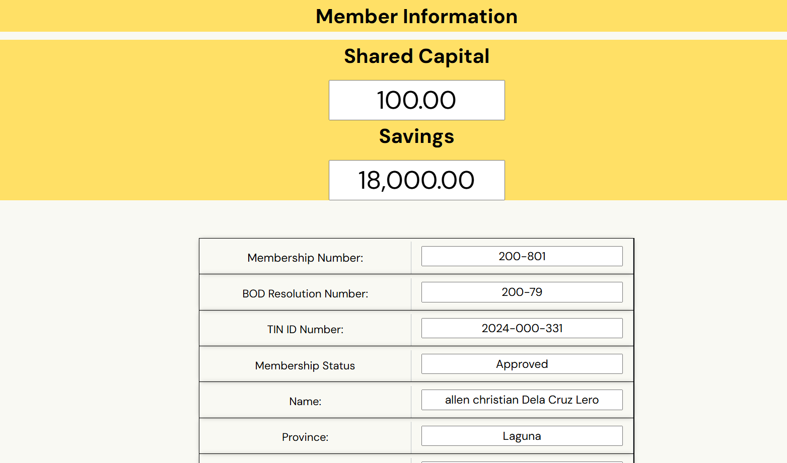 Capstone Members Dashboard